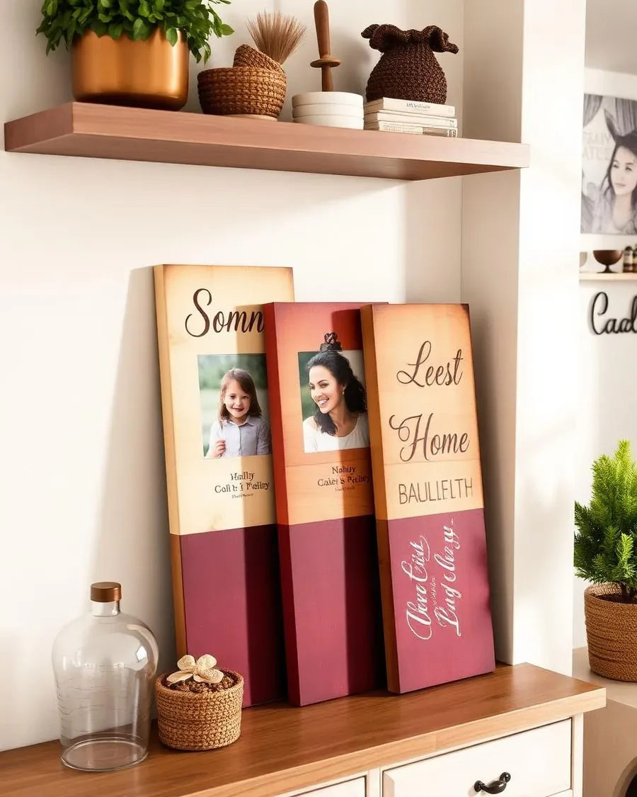 Wood photo panel resting on a warm workshop table